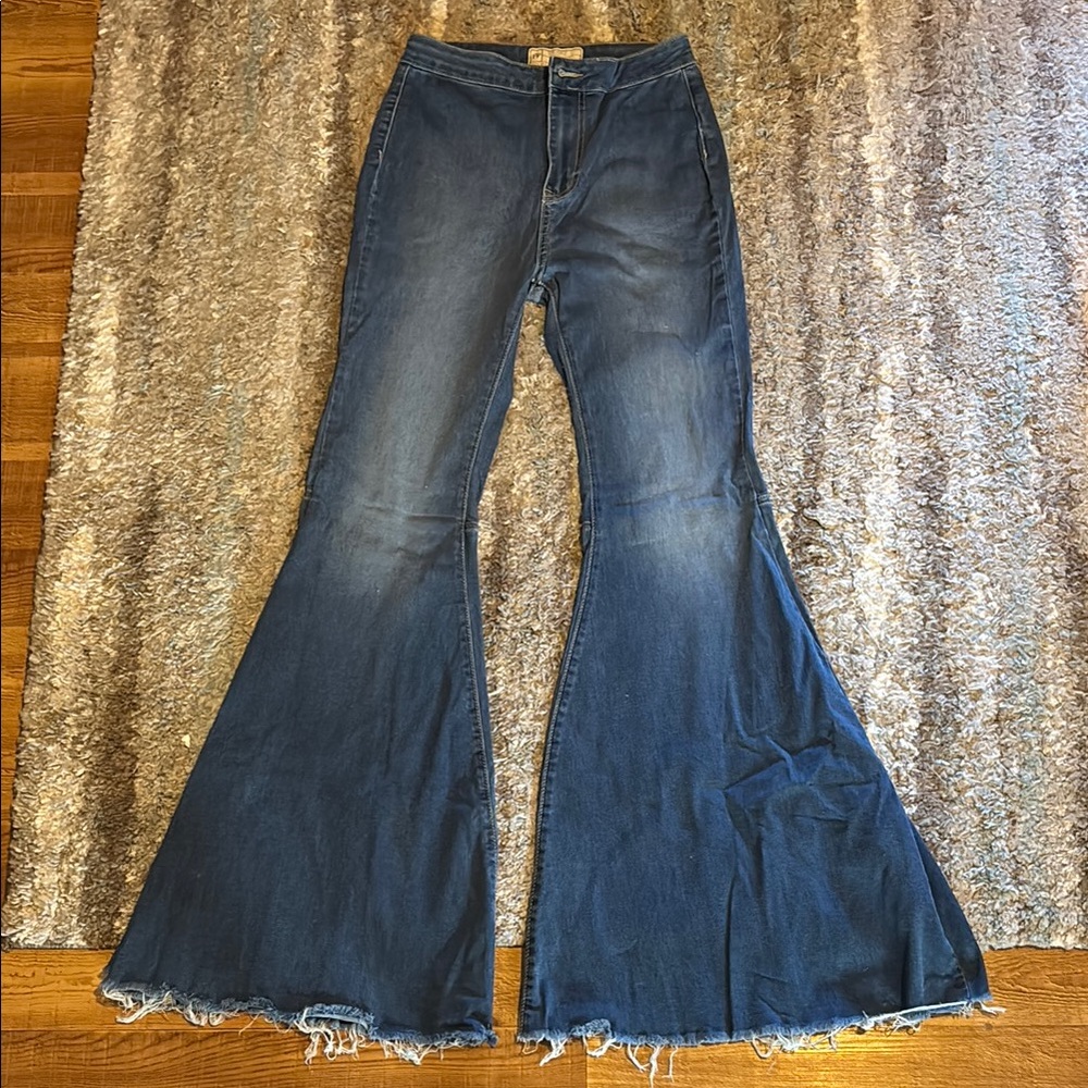 FREE PEOPLE Women's Flared Blue Jeans